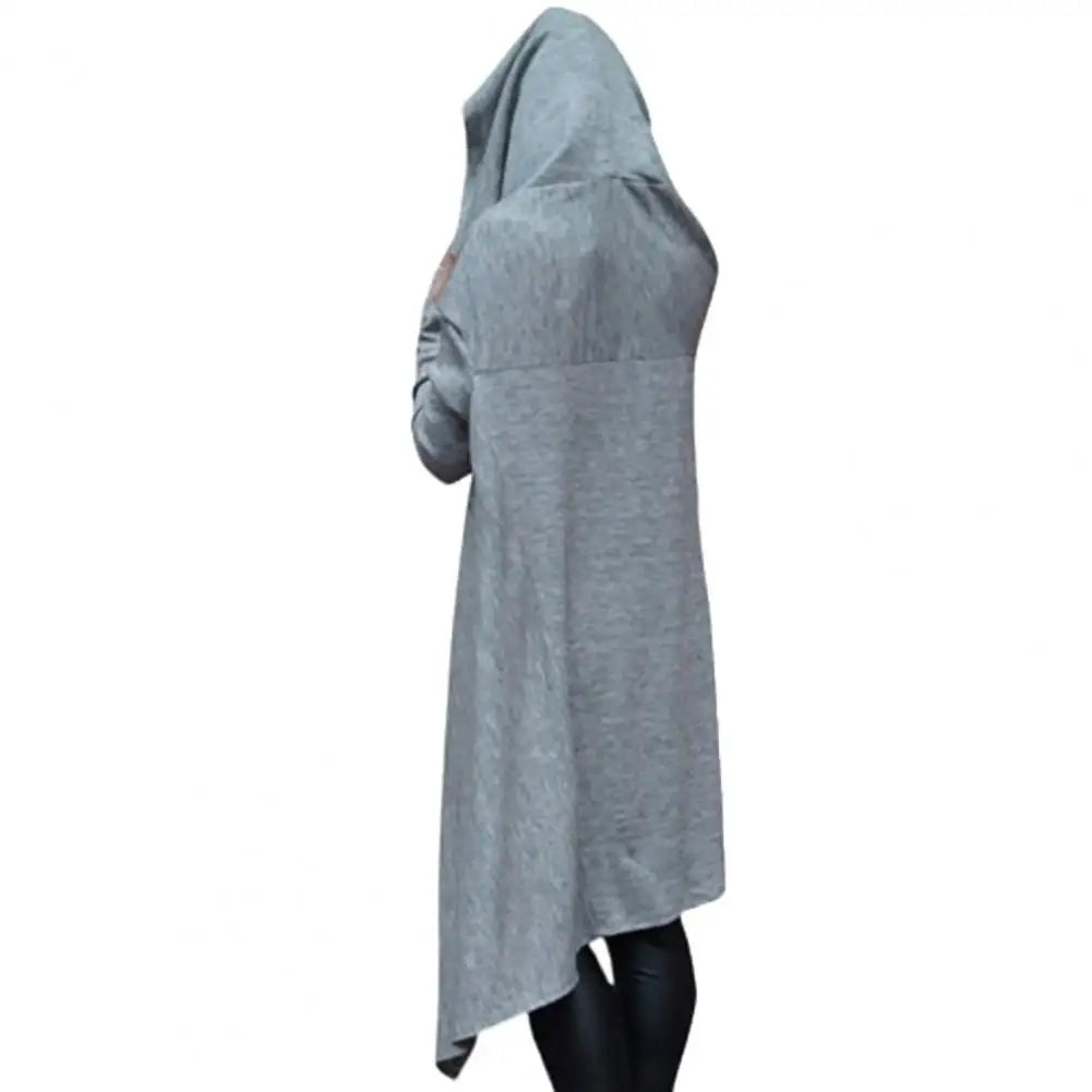 Sweat à capuche tendance pour femme, ourlet irrégulier, manches longues, queue de poisson, couleur unie, surdimensionné