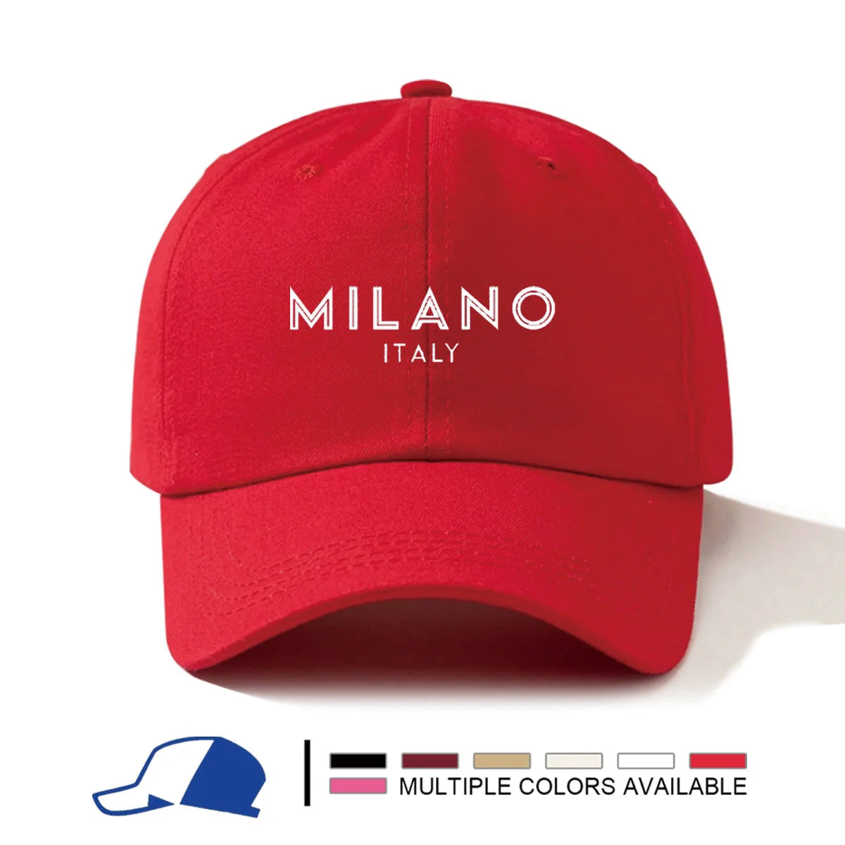Cappellino da baseball con stampa Milano Italia, alla moda, semplice, casual, versatile e trendy