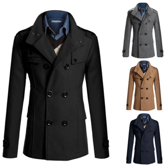 Nouveau manteau en laine, coupe ajustée, trench-coat en laine mi-long et long
