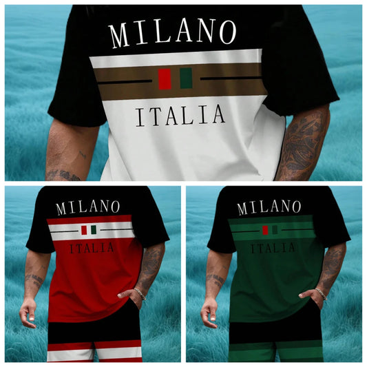 Les derniers ensembles populaires Milano 3D de rue à la mode pour hommes hauts d'été shorts respirants
