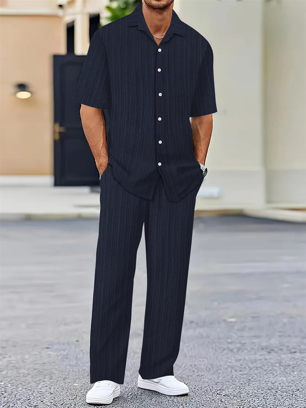 (Chemise + Pantalon) 2024 Été Hommes Mode Chemise Classique, Affaires, Décontractées