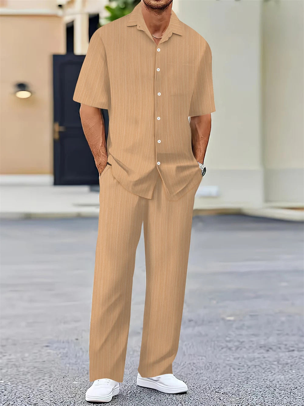(Chemise + Pantalon) 2024 Été Hommes Mode Chemise Classique, Affaires, Décontractées