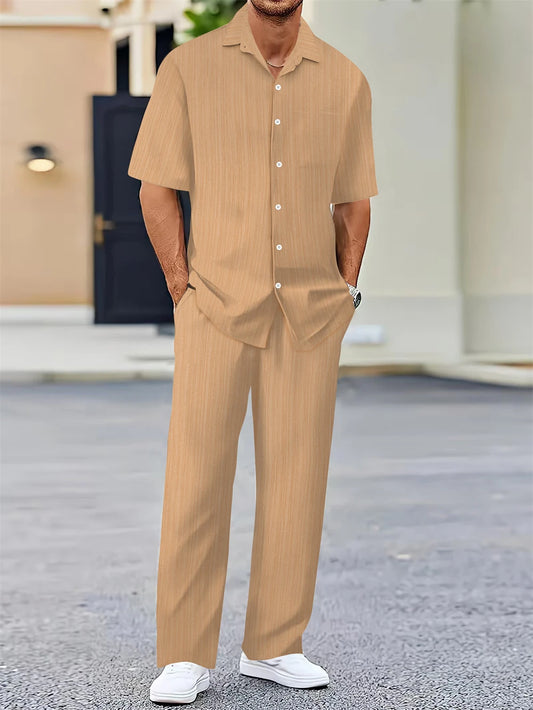 (Chemise + Pantalon) 2024 Été Hommes Mode Chemise Classique, Affaires, Décontractées