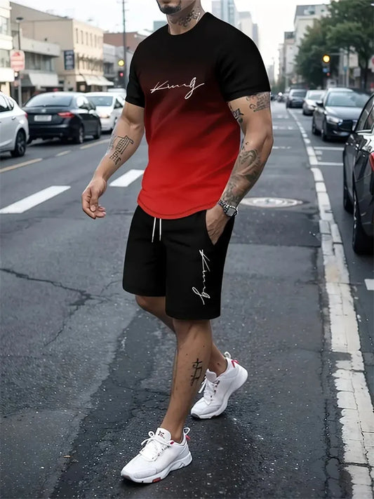 Ensemble 2 pièces pour homme, t-shirt à manches courtes, survêtement décontracté, imprimé 3D, vêtements de sport, nouvelle collection été 2025