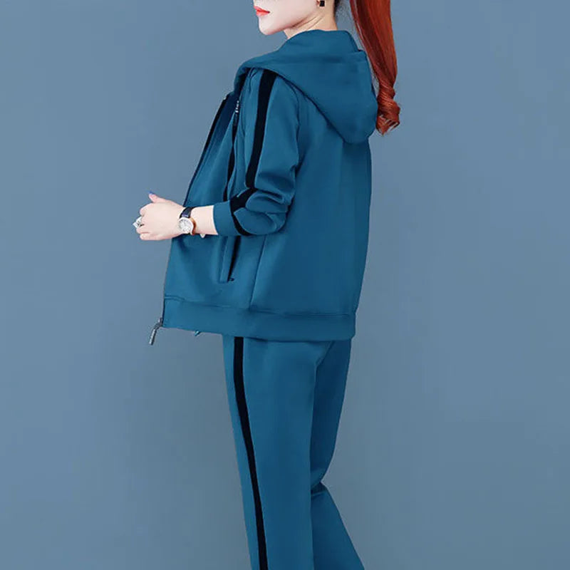 Ensemble 3 pièces pour femme, survêtement, sweat-shirt et pantalon, tenue décontractée, vêtements de sport amples, printemps-automne