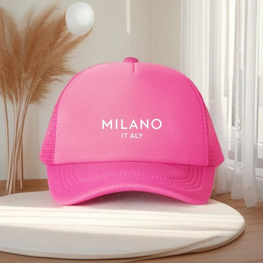 Casquette Rose respirante imprimée « MILANO » casquette adaptée aux sports de loisirs en plein air en été et en automne,