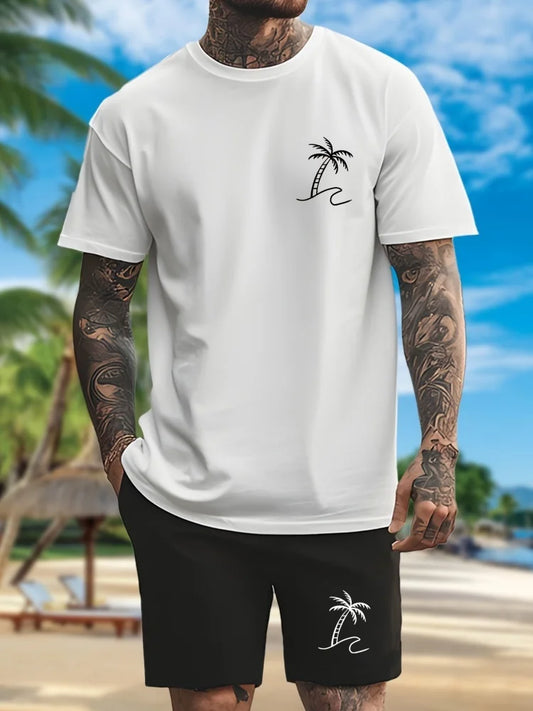 Ensemble deux pièces à manches courtes décontractée, streetwear d'extérieur, short pour homme, imprimé 3D.