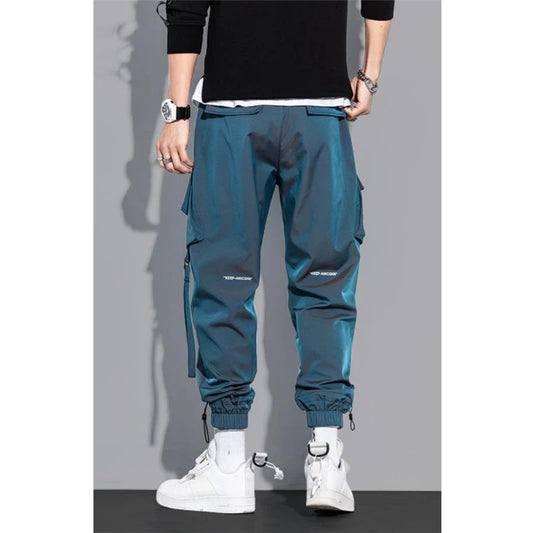 Mince Streetwear pantalons décontractés hommes rubans sarouel Jogging pantalon mâle coupe ajustée printemps Cargo pantalon multi-poches femmes pantalon K12