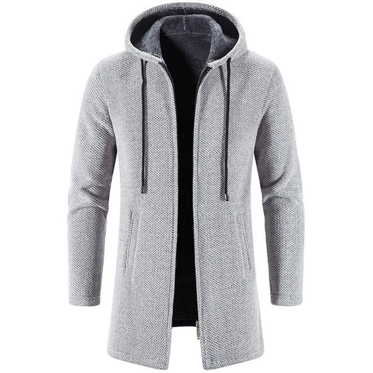 Sweat à capuche long à manches longues pour homme, modèle 2025, fermeture éclair