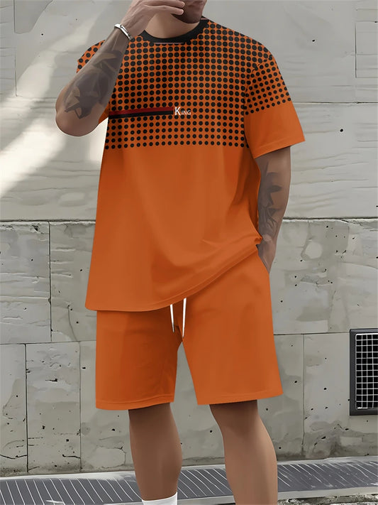 Costume d'été, lettre imprimée King, mode, Short à manches courtes, costume de rue en plein air, Short de sport décontractés 2025