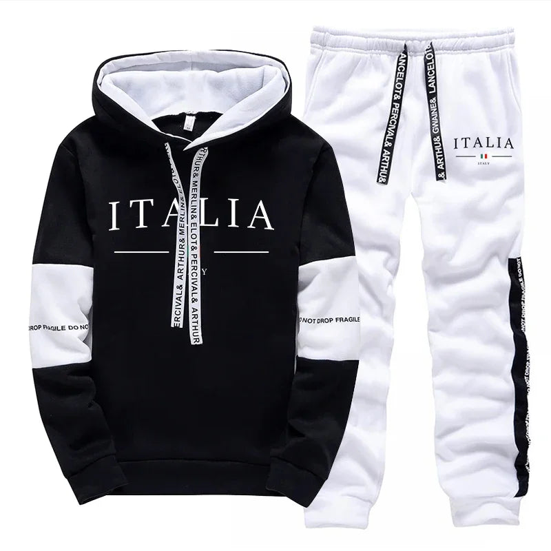 Tuta con cappuccio autunno inverno, felpe casual semplici e pantaloni della tuta quotidiani, comfort, jogging all'aperto, alta qualità