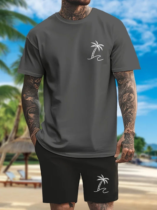 Ensemble deux pièces à manches courtes décontractée, streetwear d'extérieur, short pour homme, imprimé 3D.