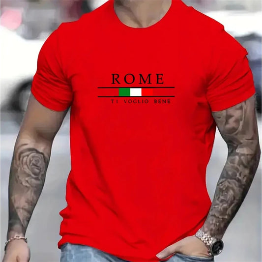 T-shirts à manches courtes pour hommes, Rome, mode d'été, drapeau italien 3D imprimé, ample, tendance, Streetwear