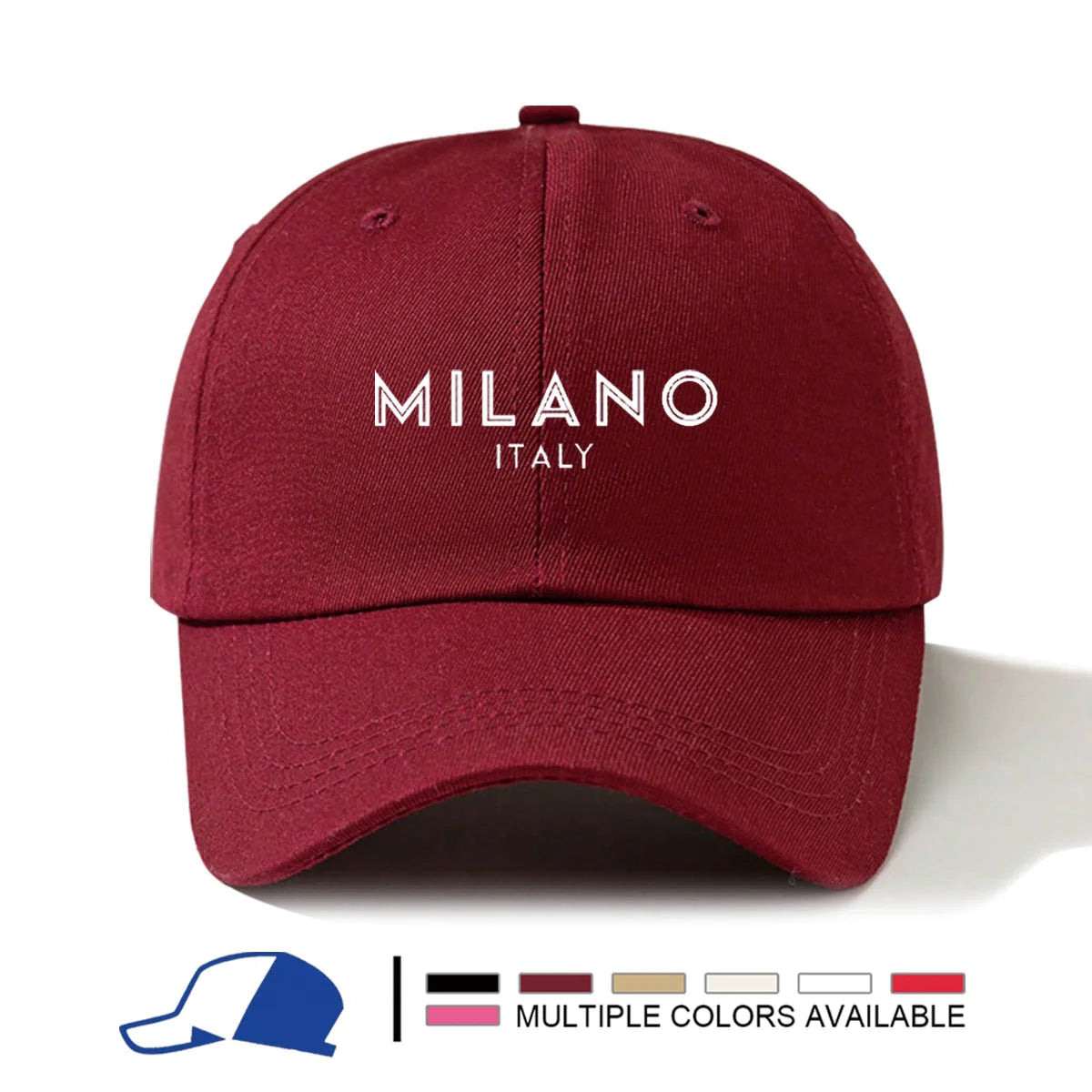 Cappellino da baseball con stampa Milano Italia, alla moda, semplice, casual, versatile e trendy
