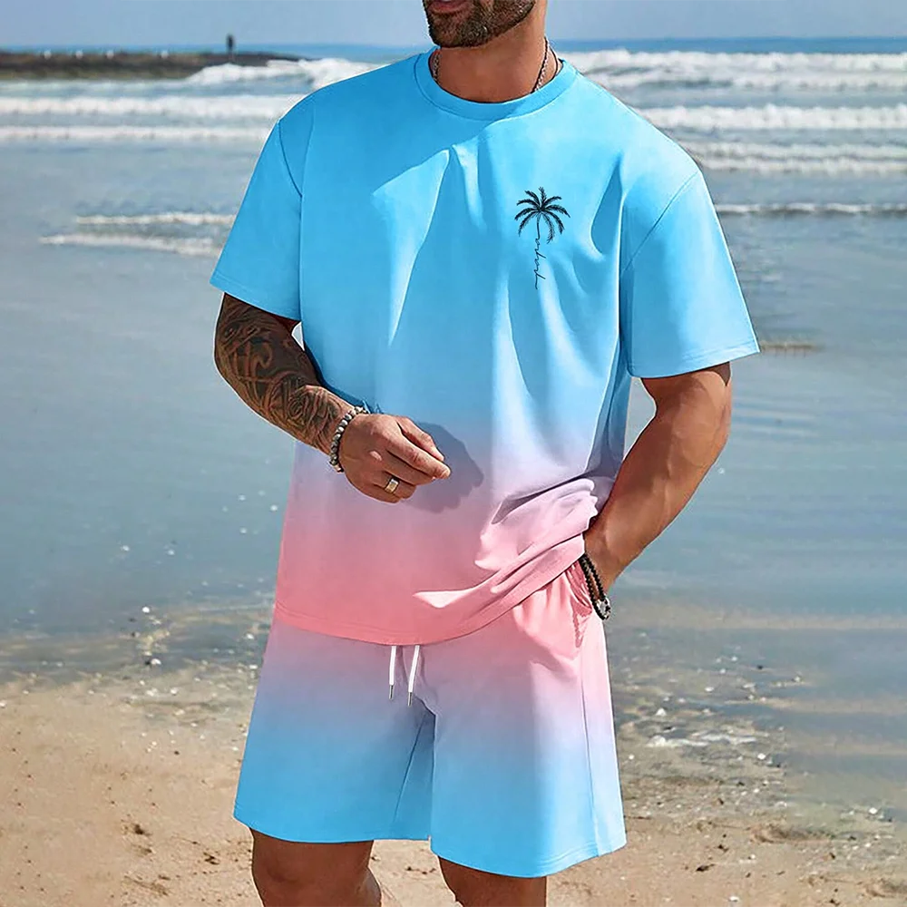Ensemble hawaïen tendance européen et américain pour la plage, chemise à manches courtes, short de plage décontracté, doux et confortable