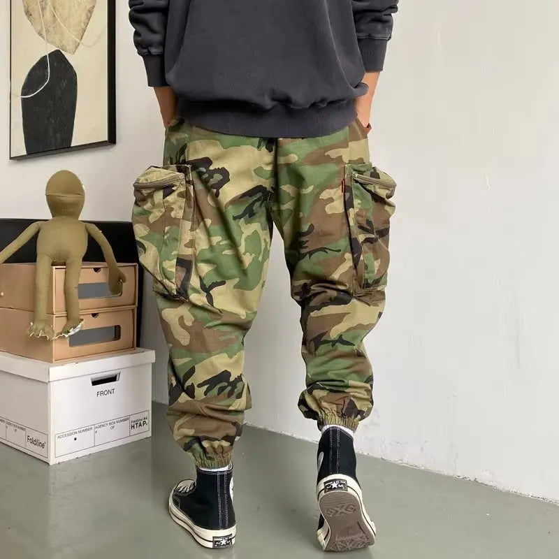 Sarouel pour homme, mode camouflage tactique, grande poche, multifonctionnel, ample, décontracté, sport, jogging, entraînement