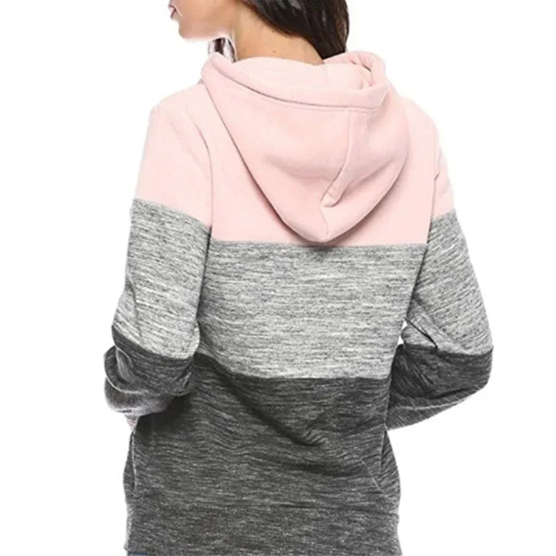 Survêtement imprimé pour femme, sweat à capuche, bloc de couleurs, polyvalent, décontracté, sport