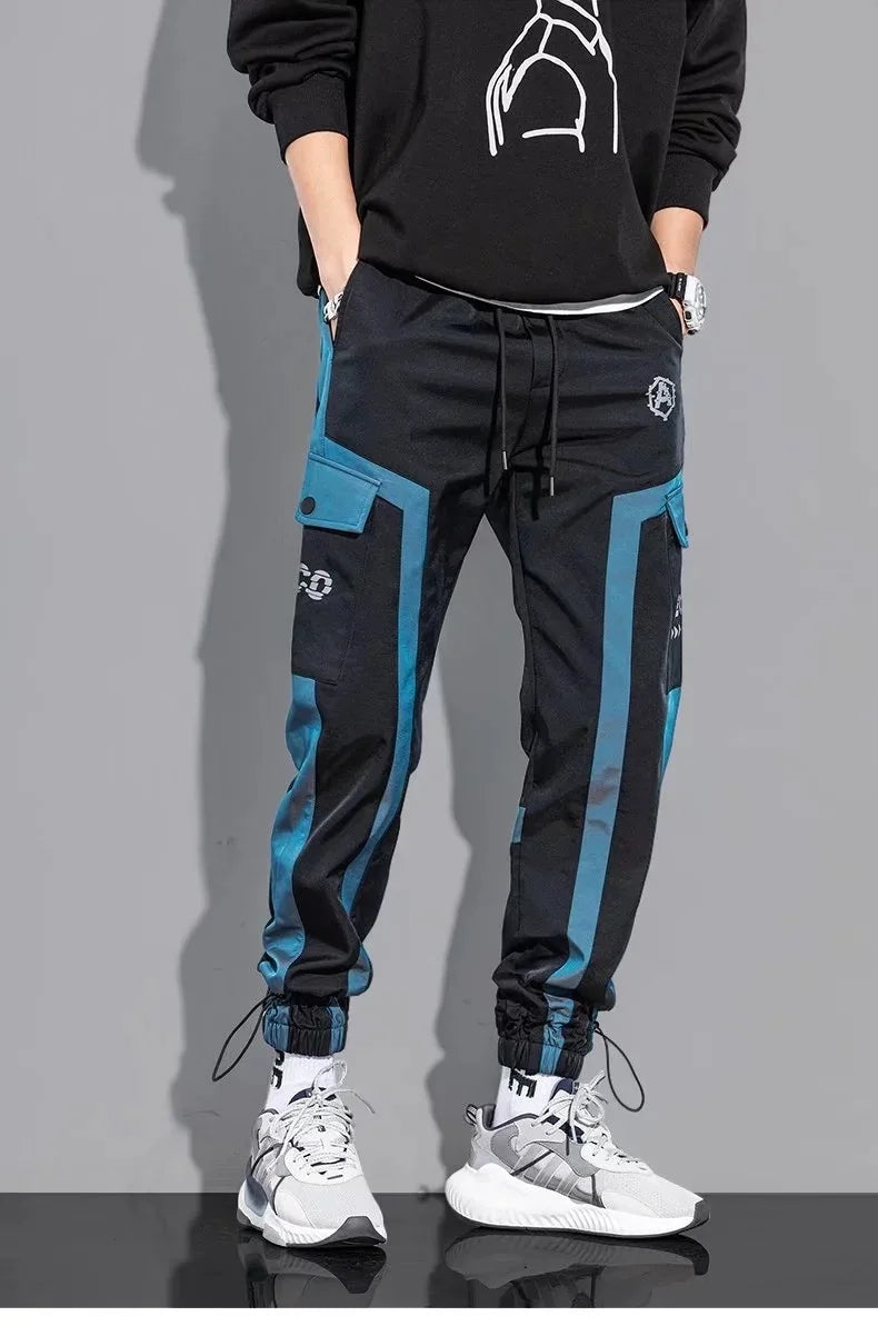 Mince Streetwear pantalons décontractés hommes rubans sarouel Jogging pantalon mâle coupe ajustée printemps Cargo pantalon multi-poches femmes pantalon K12
