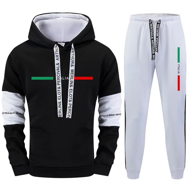 Tuta da jogging Italia, stampata, casual, felpe/pantaloni fitness di alta qualità, con cappuccio.