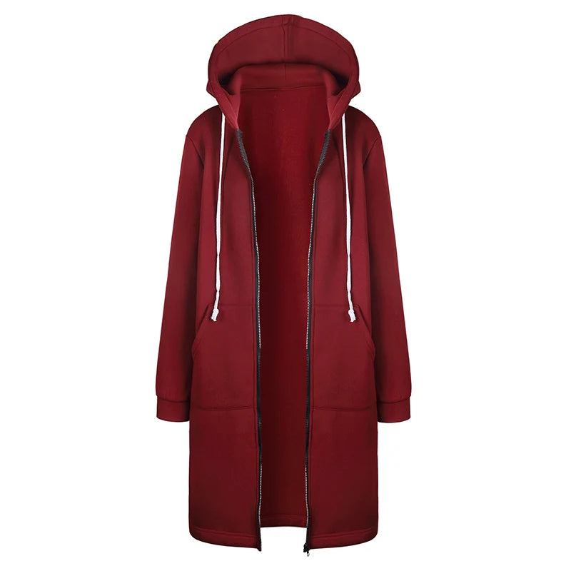 Parkas à capuche épais pour femme, veste ample à fermeture éclair, grande taille, vêtements de sport, collection automne-hiver