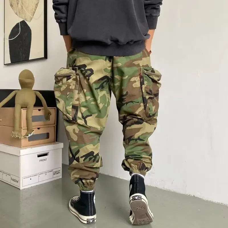 Sarouel pour homme, mode camouflage tactique, grande poche, multifonctionnel, ample, décontracté, sport, jogging, entraînement