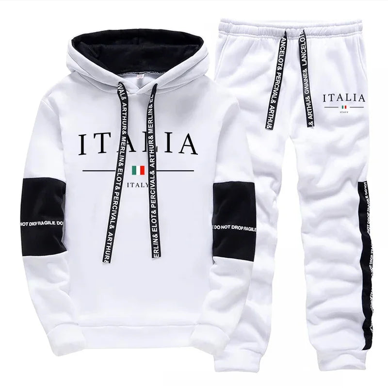 Tuta con cappuccio autunno inverno, felpe casual semplici e pantaloni della tuta quotidiani, comfort, jogging all'aperto, alta qualità