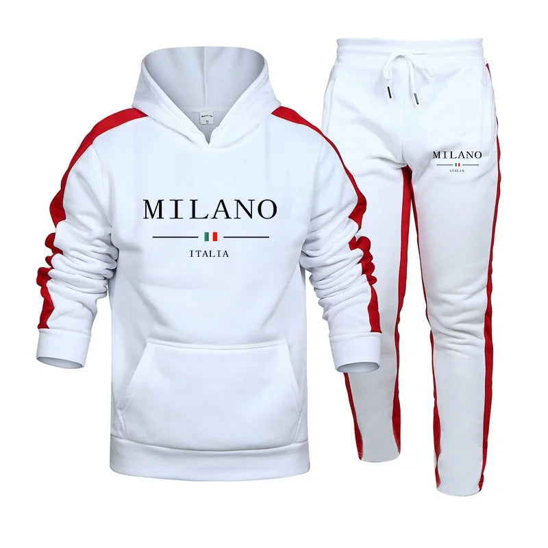Survêtement imprimé MILANO, sweat-shirt à capuche décontracté, ensemble 2 pièces, Jogging quotidien, vêtements de sport en plein air, Streetwear