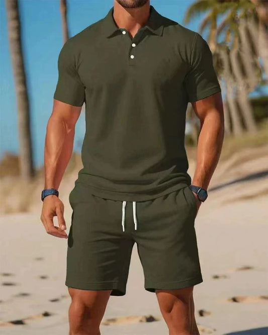 Ensemble polo boutonné à manches courtes, décontracté et polyvalent, à la mode, de haute qualité, pantalons courts