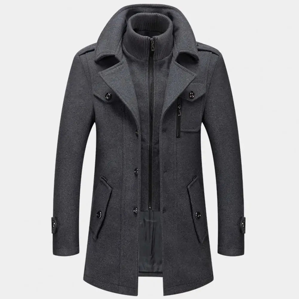 New Autumn Winter Casual Coat Fake Two Pieces Zipper and Buttons