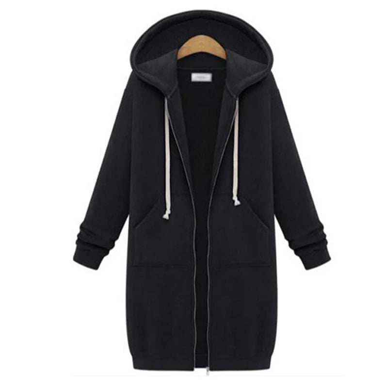 Parkas à capuche épais pour femme, veste ample à fermeture éclair, grande taille, vêtements de sport, collection automne-hiver