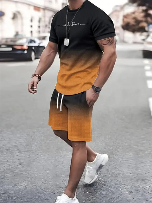 Ensemble 2 pièces pour homme, t-shirt à manches courtes, survêtement décontracté, imprimé 3D, vêtements de sport, nouvelle collection été 2025