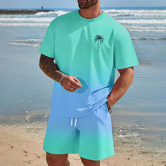 Ensemble hawaïen tendance européen et américain pour la plage, chemise à manches courtes, short de plage décontracté, doux et confortable