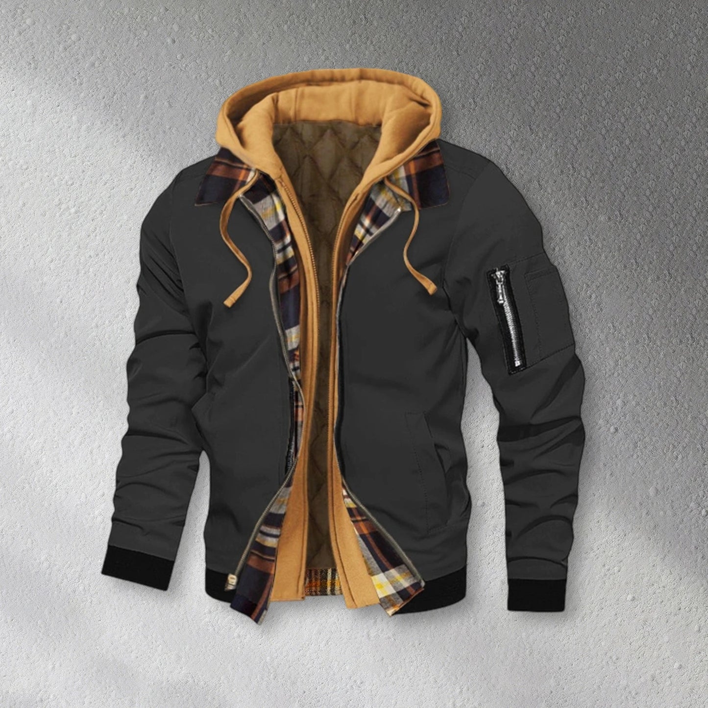 Veste d'hiver à capuche pour homme, décontractée, design en deux pièces, fermeture éclair, manches longues, manteaux chauds