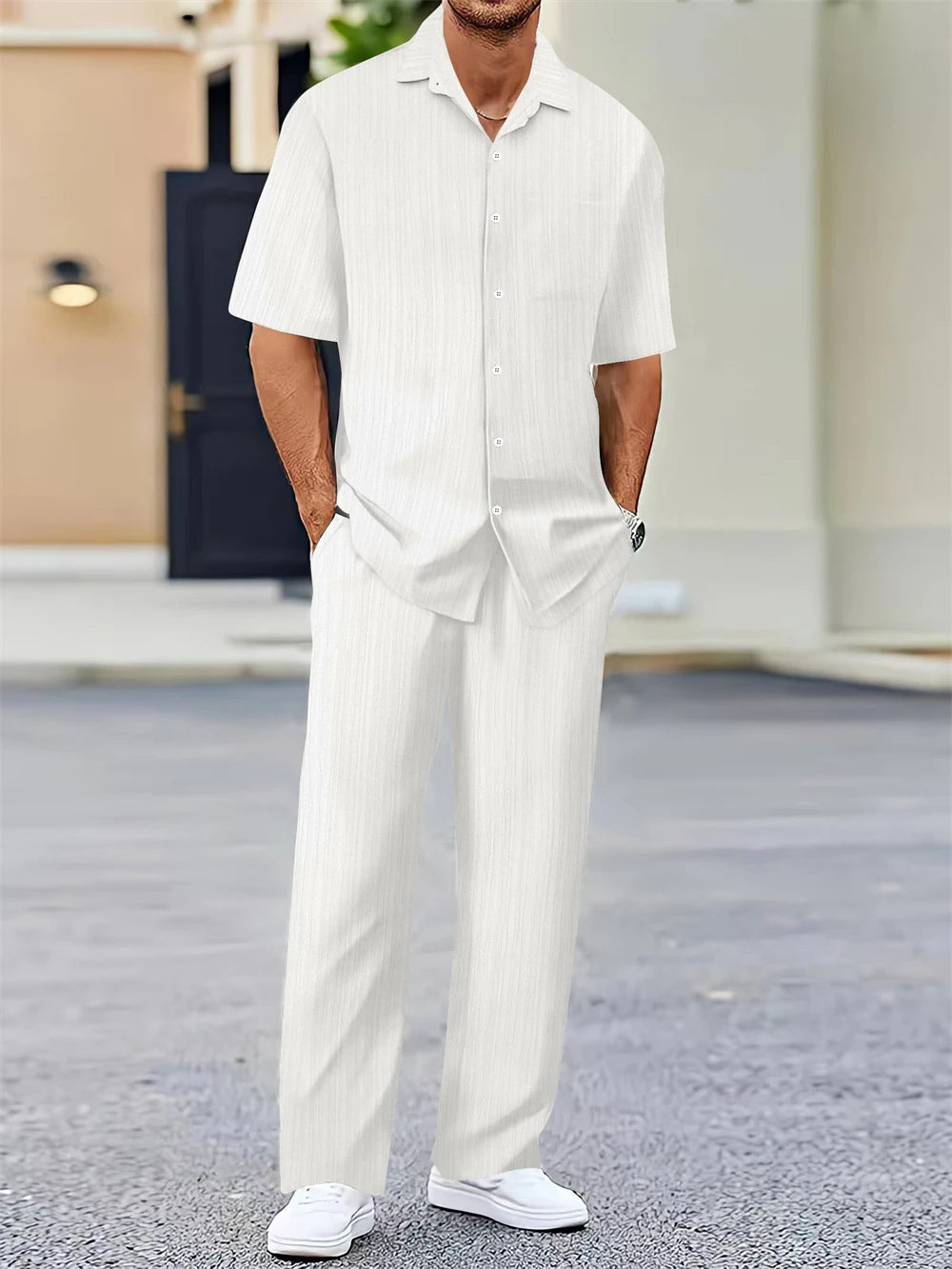 (Chemise + Pantalon) 2024 Été Hommes Mode Chemise Classique, Affaires, Décontractées