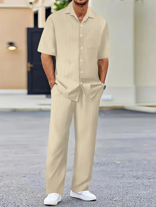 (Chemise + Pantalon) 2024 Été Hommes Mode Chemise Classique, Affaires, Décontractées