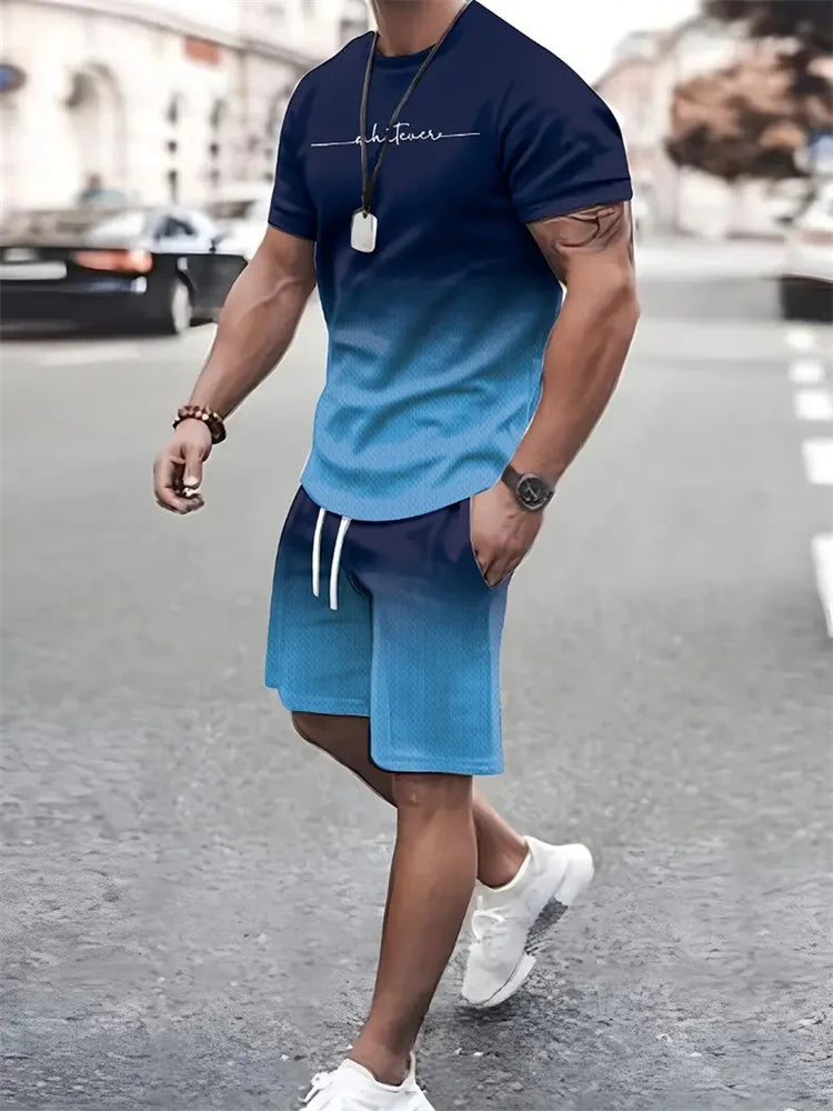 Ensemble 2 pièces pour homme, t-shirt à manches courtes, survêtement décontracté, imprimé 3D, vêtements de sport, nouvelle collection été