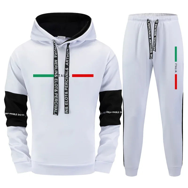Tuta da jogging Italia, stampata, casual, felpe/pantaloni fitness di alta qualità, con cappuccio.