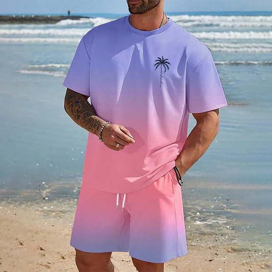 Ensemble hawaïen tendance européen et américain pour la plage, chemise à manches courtes, short de plage décontracté, doux et confortable