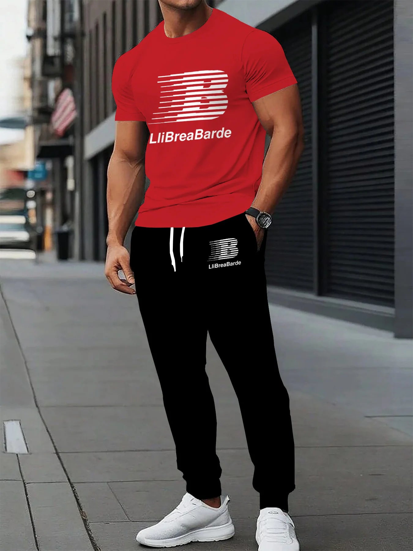 Ensemble de sport de rue léger, confortable, doux, décontracté et à la mode pour hommes, imprimé de lettres 3D, respirant, été 2025