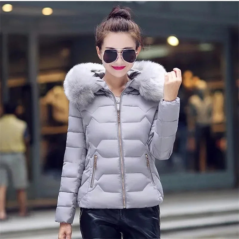 Giacca corta in pelliccia sintetica da donna, parka con cappuccio, autunno inverno, caldo, 2025, nuova