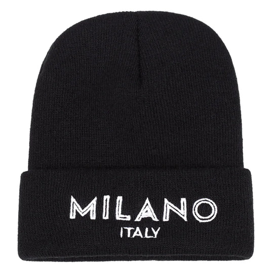Bonnets de luxe brodés MILANO où Good Vibes pour femmes et hommes, tricoté chaud en hiver, pour loisirs en plein air, masque de Ski, cagoule