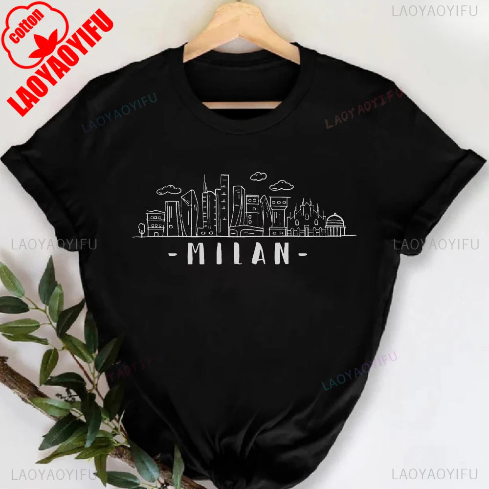 T-shirt col rond imprimé lettres Milano Italie, décontracté, manches courtes, pour femme, printemps-été