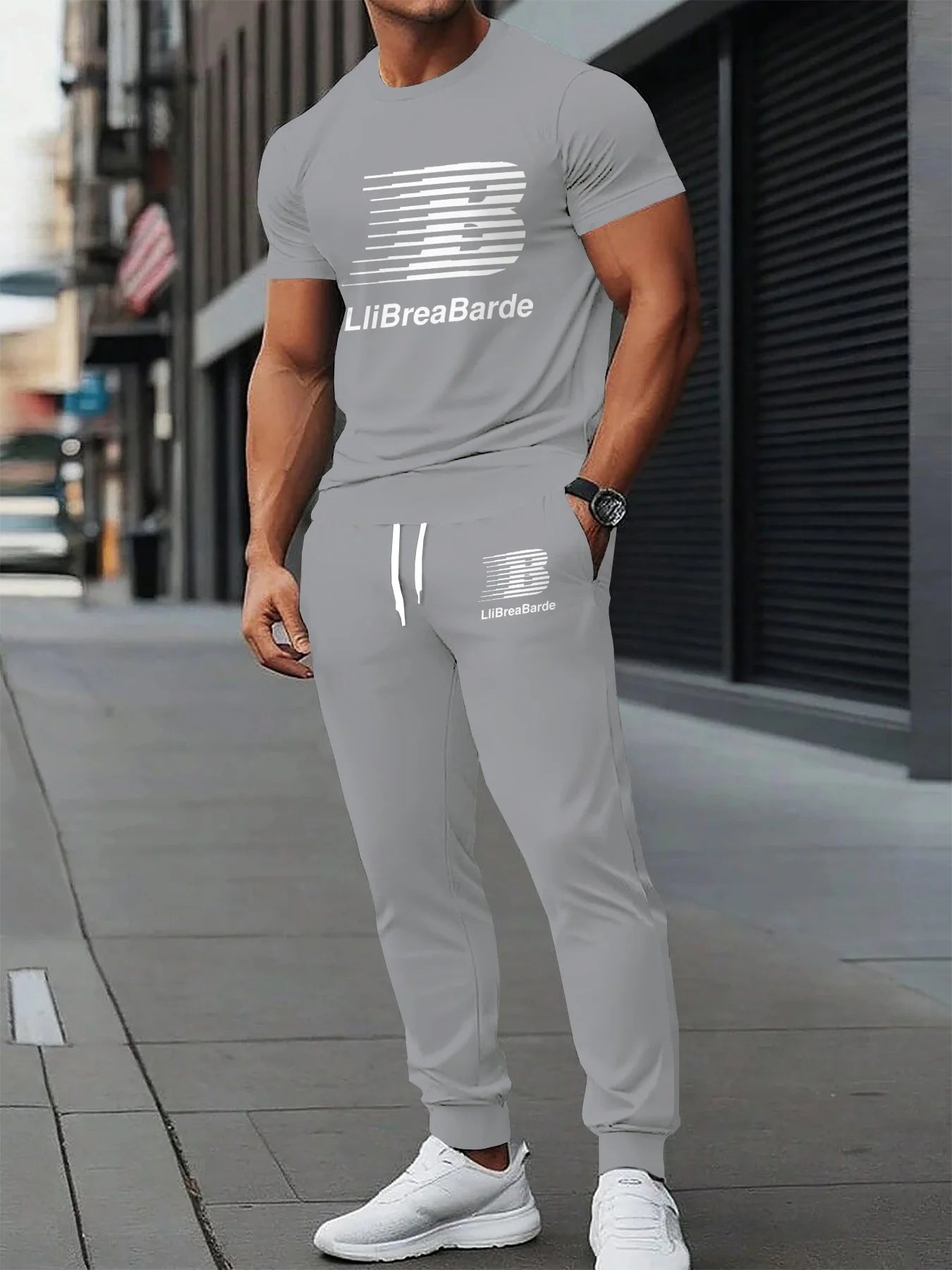 Ensemble de sport de rue léger, confortable, doux, décontracté et à la mode pour hommes, imprimé de lettres 3D, respirant, été 2025