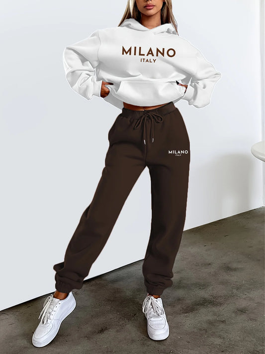 Sweat à capuche imprimé MILANO, ensemble pantalon de protection, Hip Hop Street, sweat à capuche décontracté, vêtements chauds, nouveau, automne.