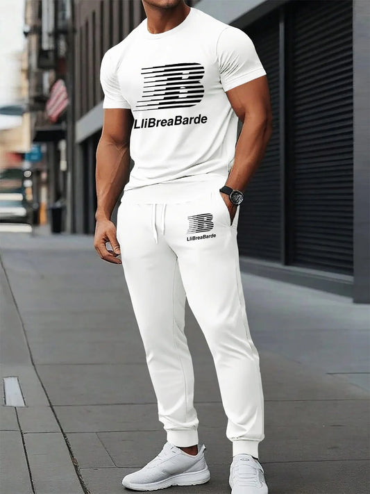 Ensemble de sport de rue léger, confortable, doux, décontracté et à la mode pour hommes, imprimé de lettres 3D, respirant, été 2025