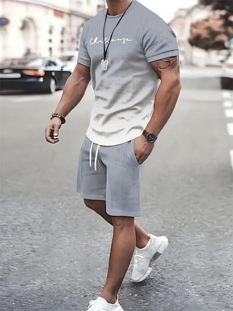 Ensemble 2 pièces pour homme, t-shirt à manches courtes, survêtement décontracté, imprimé 3D, vêtements de sport, nouvelle collection été