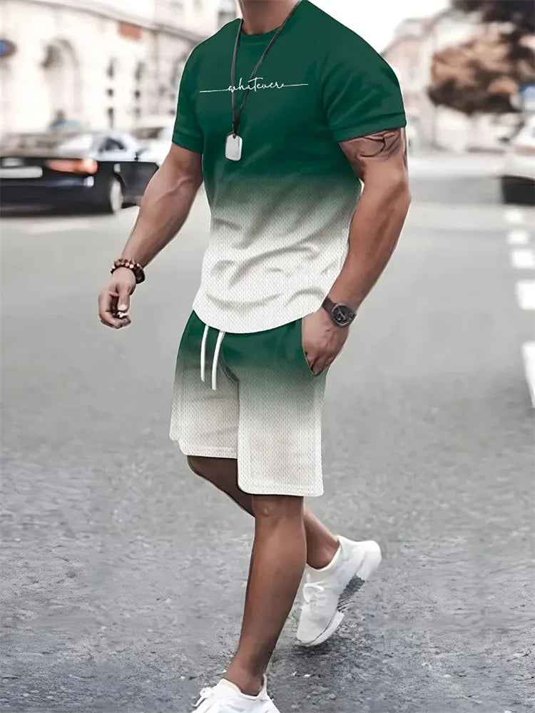 Ensemble 2 pièces pour homme, t-shirt à manches courtes, survêtement décontracté, imprimé 3D, vêtements de sport, nouvelle collection été 2025