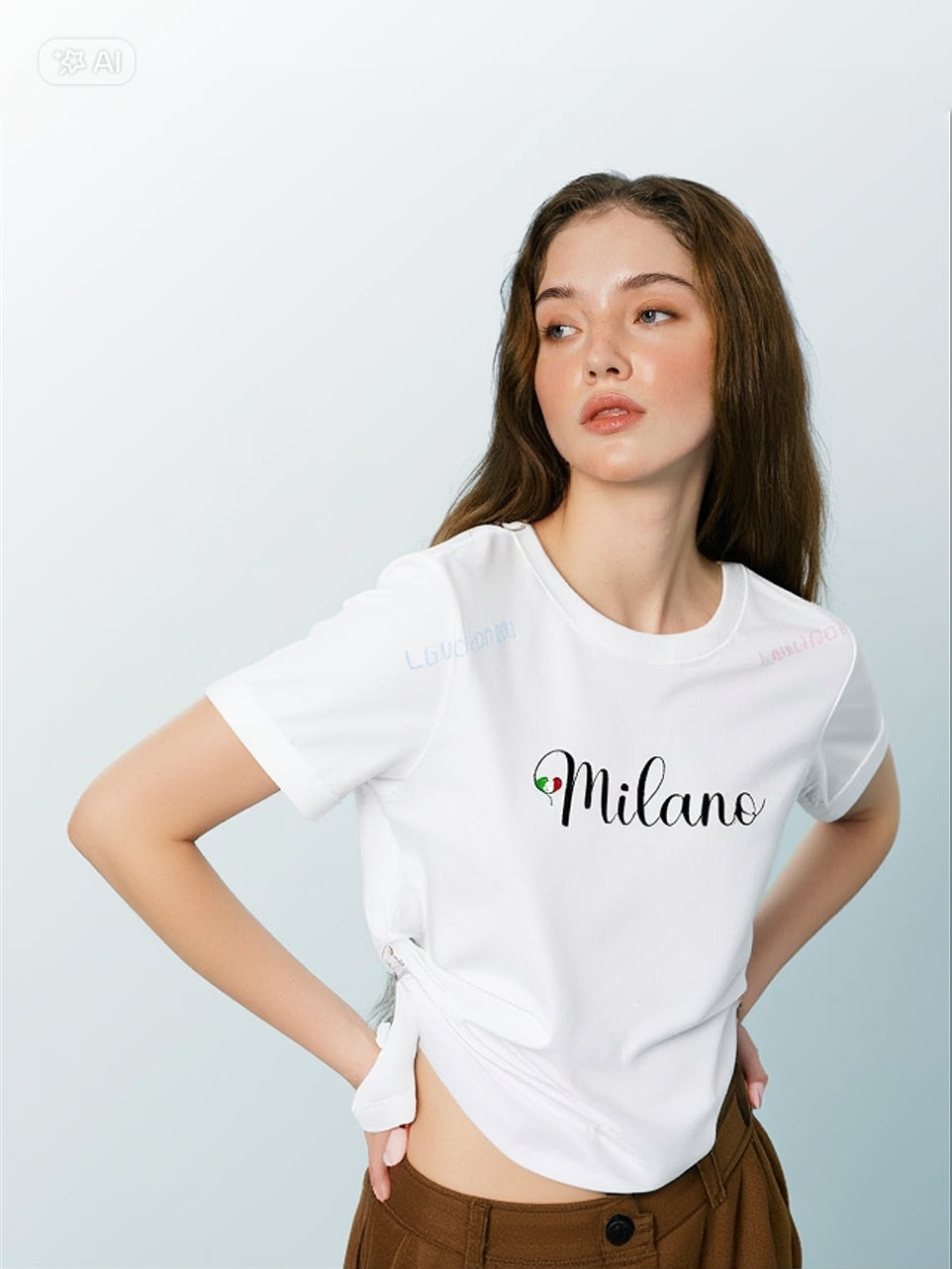 MILANO ITALY T-shirt à col rond imprimé pour femme, t-shirt décontracté à manches courtes, printemps et été