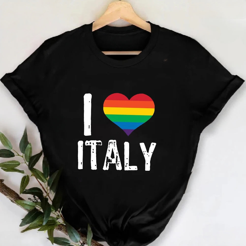 MILANO ITALY T-shirt à col rond imprimé pour femme, t-shirt décontracté à manches courtes, printemps et été
