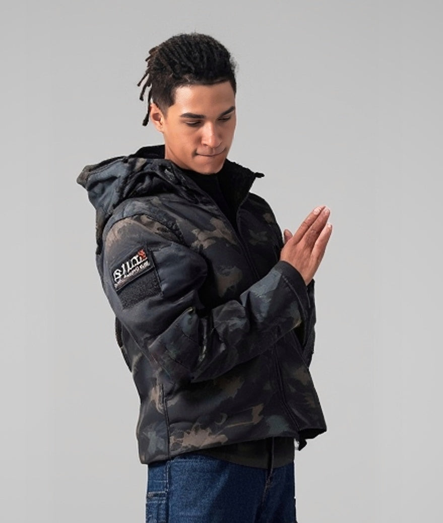 Waterproof and warm men's winter soft shell special tactical hooded multi-pocket jacket